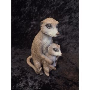 Meerkat with Baby Hard Rubber Toy Figurine Educational Display 2006 Safari Ltd
